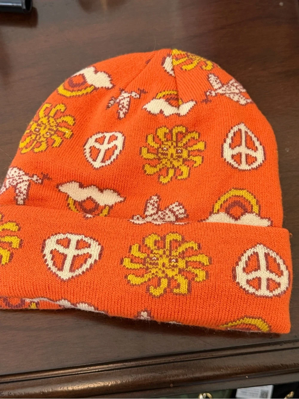 Parks Project Orange Patterned Beanie Fun Suns Intarsia Project